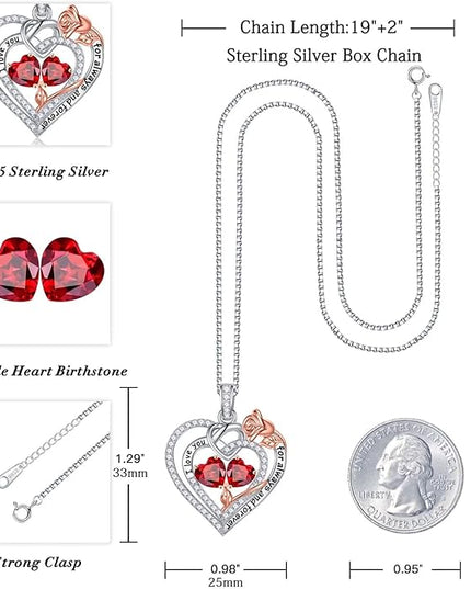 Iefil Christmas Gifts for Wife Women - 925 Sterling Silver Double Birthstone Necklace, Anniversary Birthday Gifts for Women, Jewelry Gift for Wife Girlfriend Mom Her