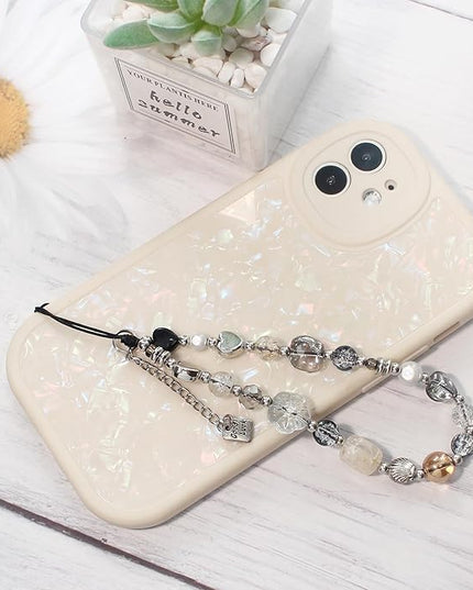 Beaded Camera Wrist Strap, Cute Phone Charms Strap, Pearl Bracelet Wrist Strap, Phone Keychain Decoration for Wallet