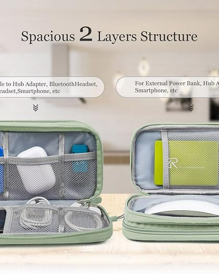 Electronic Organizer Travel Cable Accessories Bag,Electronic Organizer Case,Electronic Accessories Organizer Bag for Power Bank, Charging Cords, Chargers, Mouse, USB Cable, Earphones (Mint Green)