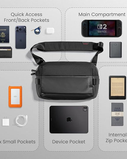tomtoc Compact EDC Sling Bag 3L-10L, Minimalist Crossbody Bag Chest Shoulder Pack for Men Women, X-pac/Recycled Polyester