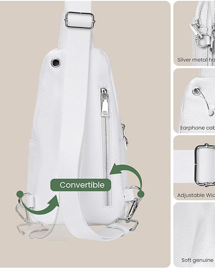 befen Genuine Leather Small Sling Bag for Women Anti-Theft Crossbody Chest Bags Fanny Packs for Travel with RFID Card Slots