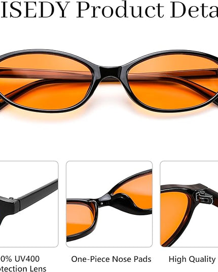 FEISEDY Retro Oval Cat Eye Sunglasses for Women 90s Narrow Lightweight Shades Y2k Trendy Sunnies B0257
