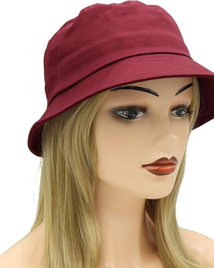 Umeepar Unisex Cotton Packable Bucket Hat Sun Hat Plain Colors for Men Women