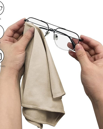 6 Pack Microfiber Glass Cleaning Cloth, 16 Inch X 16 Inch, Lint Free Quickly Clean Window, Glasses, Windshields, Mirrors, and Stainless Steel, Camel