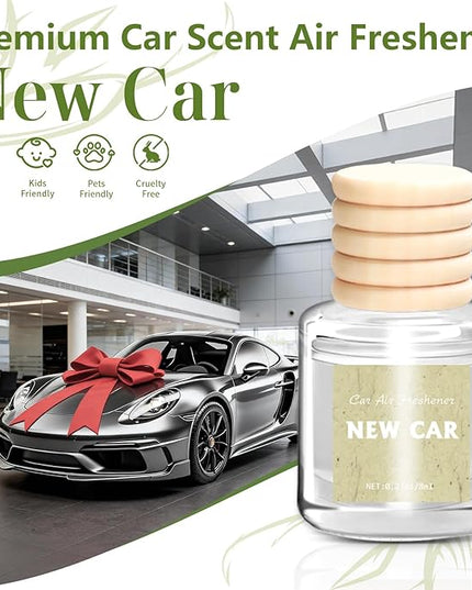 AROIC 6 Pack Car Air Freshener Hanging, New Car Scent Natural Plant Essential Oil Fragrance Diffuser, Unisex Air Freshener Aromatherapy Effectively Eliminates Odors Long-Lasting Fresh Scent (8ml Each)
