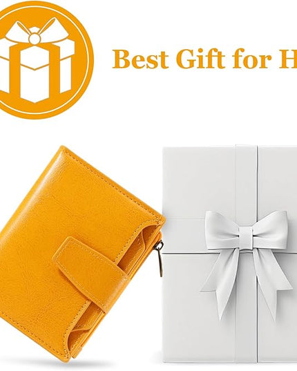 Airkit Small Wallet Women RFID Blocking Soft Leather Bifold Compact Card Holder Wallet for Women with Zipper Coin Pocket 4 ID Window
