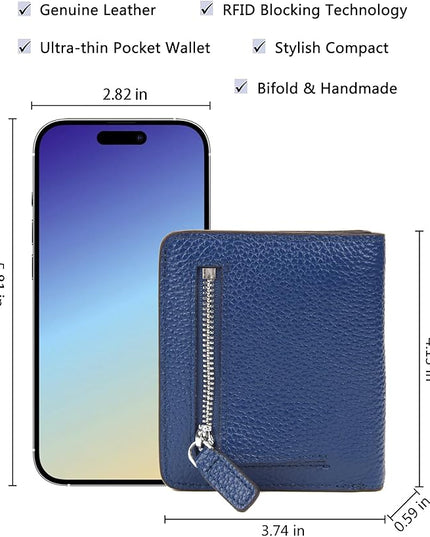 AINIMOER Small Leather Wallet for Women, Ladies Credit Card Holder RFID Blocking Women's Mini Bifold Pocket Purse