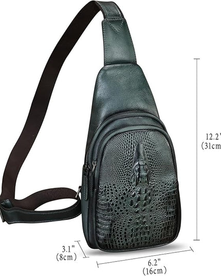 Genuine Leather Silng Bag for Women and Men Real Leather Sling Backpack Chest Purse Shoulder Crossbody Bag