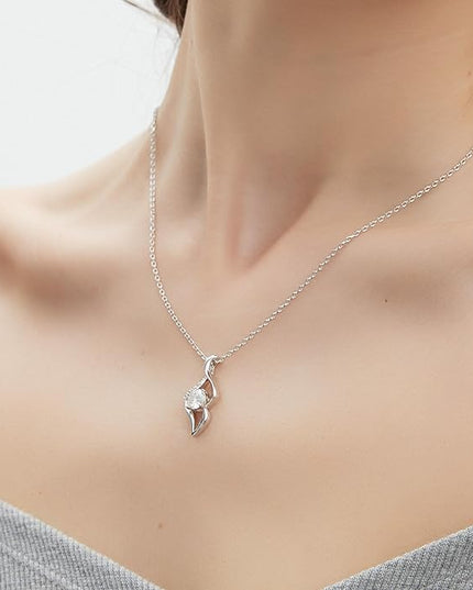 G&GEMSJEW Heart Necklaces for Women, 1-2 Carats Moissanite, 18K White Gold-Plated 925 Sterling Silver Round Brilliant Cut Moissanite Imitation Diamond Necklaces, Jewelry Gifts for Christmas Valentine's Day,Anniversary Present for Wife Women