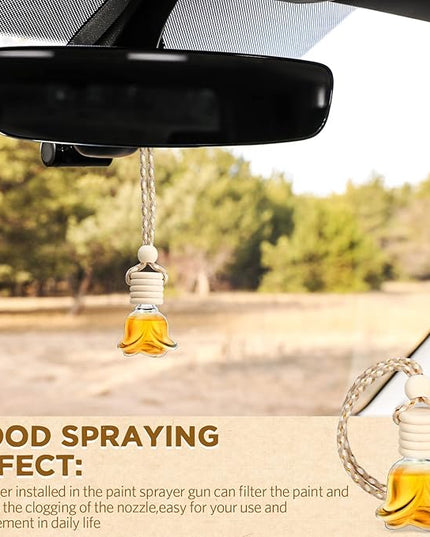 BBTO 50 Pcs Hanging Car Air Freshener Car Diffuser Bottles Empty Glass Perfume Bottle Freshener Diffuser Bottle Pendant for Essential Oil Fragrance Aromatherapy Bottle Ornament(Rose)