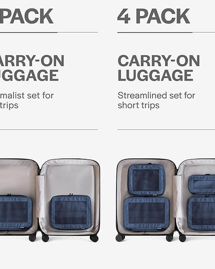 Aerotrunk Compression Packing Cubes for Travel - Luggage Organizer Bags - Double Zipper Packing Cubes for Suitcases (2-Pack, Dark Blue)