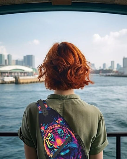 Animal Face Sling Bag Crossbody Bags Chest Bag Backpack for Travel Running and Hiking for Men Women Colorful Tiger