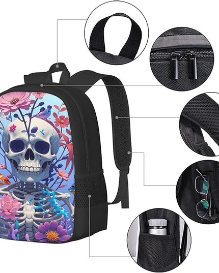 Skeleton Seaweed Notebook Backpack Fits 15 Inch Laptop Work Backpack Casual Daypack