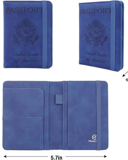 Melsbrinna Premium Leather Passport Holder Covers Case, Waterproof Rfid Blocking Travel Wallet Passport Holder with Pen Holder, Cute Passport Book for Women/Men