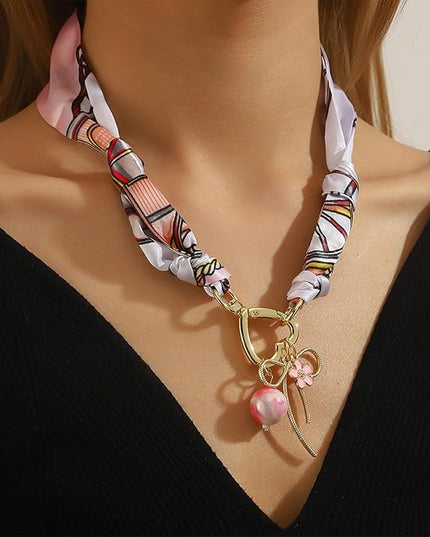 HETICA Scarf Necklace for Women Silk Western Charm Necklaces Fashion Accessory Jewelry Gift