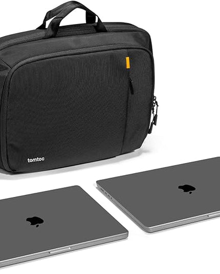 tomtoc 16-inch Dual Compartment Laptop Briefcase for 2 Laptops, Business Protective Laptop Messenger Shoulder Bag for a Laptop+ a Portable Monitor, Water-resistant Multi-functional Computer Work Bag