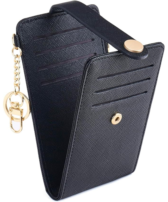POIUGOYA Slim Wallet for Women,RFID Blocking Bifold Credit Card Holder with Zipper Coin Pocket,ID Window,Keychain