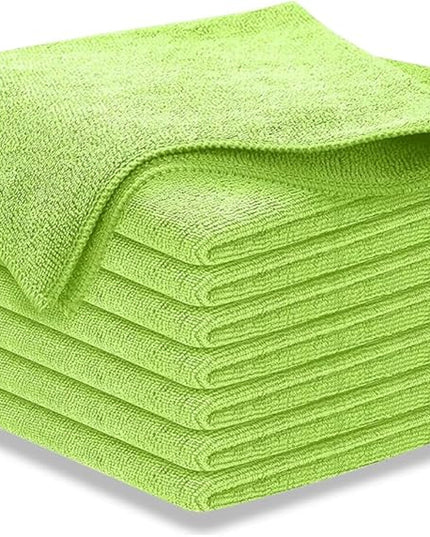 USANOOKS Microfiber Cleaning Cloth Light Green - 8 Pcs 12.5"x12.5" - High Performance - 1200 Washes, Ultra Absorbent Towels Weave Grime & Liquid for Streak-Free Mirror Shine - Car Washing Cloth