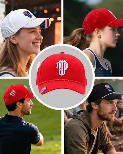 NJF Golf™ Hat Men - Breathable Mens Golf Hats, Adjustable Rope Snapback Cap, Convenient Cap with Tee Holder
