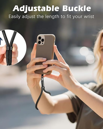 MoKo 2 Pack Phone Wrist Strap Anti-theft, Adjustable Hand Wrist Phone Lanyard with 360° Rotating Hook and Tether Tabs, Cellphone Wristlet Strap for iPhone, Most Smartphones, Black+Black