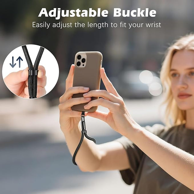 MoKo 2 Pack Phone Wrist Strap Anti-theft, Adjustable Hand Wrist Phone Lanyard with 360° Rotating Hook and Tether Tabs, Cellphone Wristlet Strap for iPhone, Most Smartphones, Black+Black