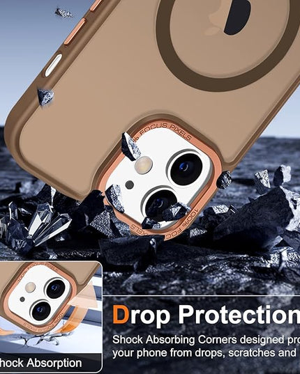 Hython Case for iPhone 12 Case Magnetic Translucent Matte Phone Cases 6.1" [Compatible with MagSafe] Thin Slim Fit Shockproof Bumper Hard Protective Cover for Women Men Girls, Frosted Brown