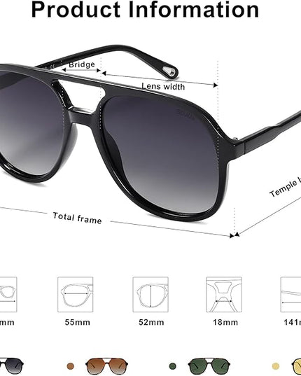 SOJOS Retro Polarized Aviator Sunglasses Womens Mens Classic 70s 80s Vintage Trendy Square Aviators SJ2174