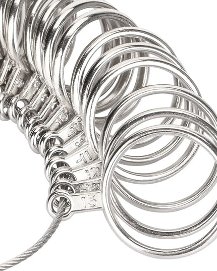 Jewelry Sizers Stainless Iron Ring Size 0-13 Finger Ring Sizing Measuring Tool Ring Sizer Gauge Set Circle Models with Reusable Ring Sizer Belt