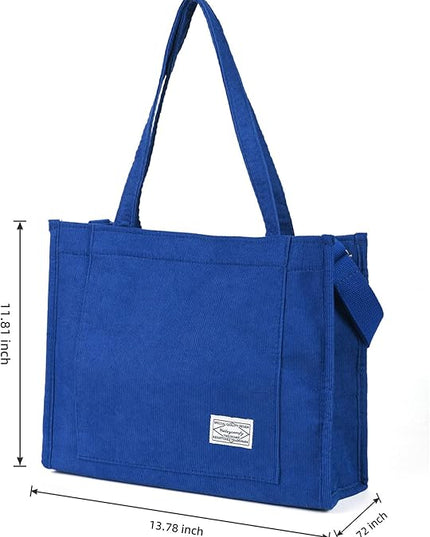 Valleycomfy Corduroy Tote Bag for Women Travel Crossbody Bag Purse Women Shoulder Bags Work Handbags Everyday Hobo Bag