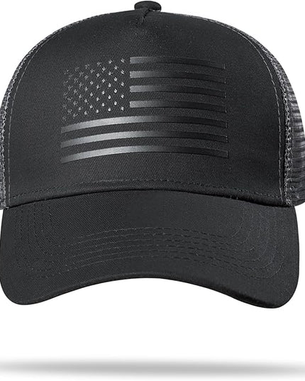 American Flag Trucker Hat - Snapback Hat, Baseball Cap for Men Women - Breathable Mesh Side, Adjustable Fit - for Casual Wear
