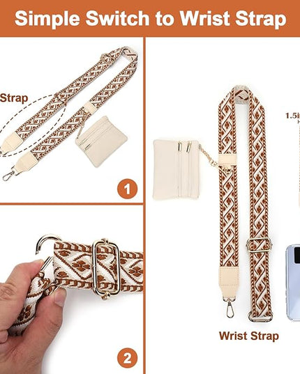 XANGNIER Clip and Go Strap for Phone with Wallet Crossbody, Phone Strap with Zippered Wallet, Adjustable Anti Theft Cellphone Lanyard for Women, Cellphone Chain Accessories,Multicolor 2