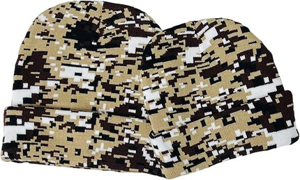 Super Soft Adult & Child Camo Print Winter Knit Beanie Set