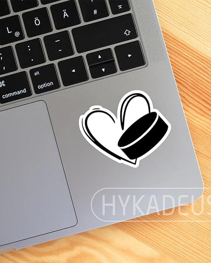 (3Pcs) Ice Hockey Heart Stickers Waterproof Vinyl Ice Hockey Puck Decals for Water Bottle, Tumbler, Laptop, Phone Case, Scrapbooking, Team Players, Coach, 3" x 2.8"