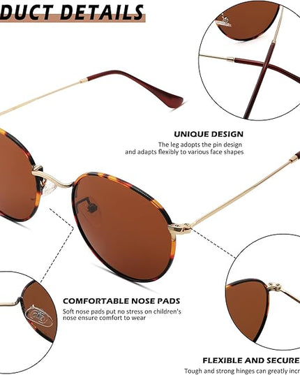 Pro Acme Small Round Metal Polarized Sunglasses for Women Retro Designer Style