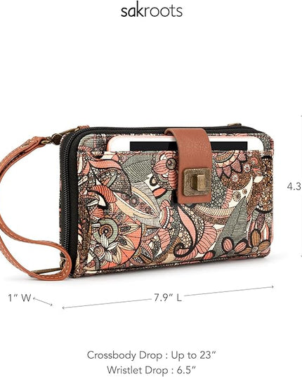 Sakroots Artist Circle Smartphone Crossbody in Coated Canvas, Detachable Wristlet Strap