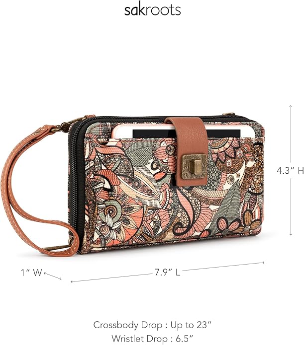 Sakroots Artist Circle Smartphone Crossbody in Coated Canvas, Detachable Wristlet Strap