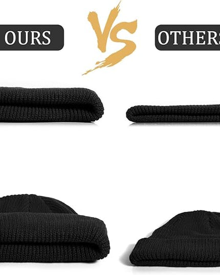 Geyoga 12 Pcs Trawler Beanie Hats for Men Fisherman Roll up Short Cuff Knit Beanie Bulk Winter Watch Cap for Men Women
