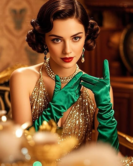 THARAHT Women Long Gloves with Satin Elbow Length for 1920s Opera Tea Party Costumes Bridal Evening Dress