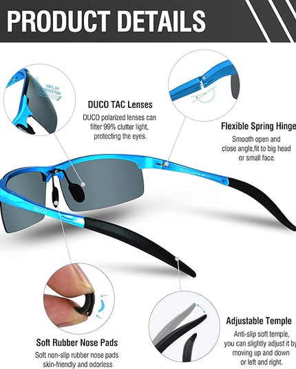DUCO Mens Sports Polarized Sunglasses UV Protection Sunglasses for Men 8177s