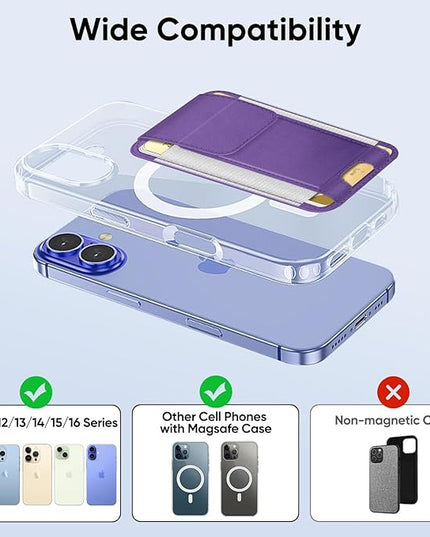 FINPAC MagSafe Wallet, Magnetic Card Wallet Holder for iPhone 17/16/15/14/13/12 Series, Safe RFID Blocking Slim Leather 6 Card Holder for Women Men