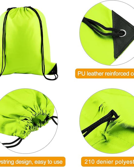 KUUQA 50Pcs Fluorescent green Drawstring Backpack Bulk Drawstring Bags String Bags Storage Bags Gym Backpack for Sport Gym Traveling