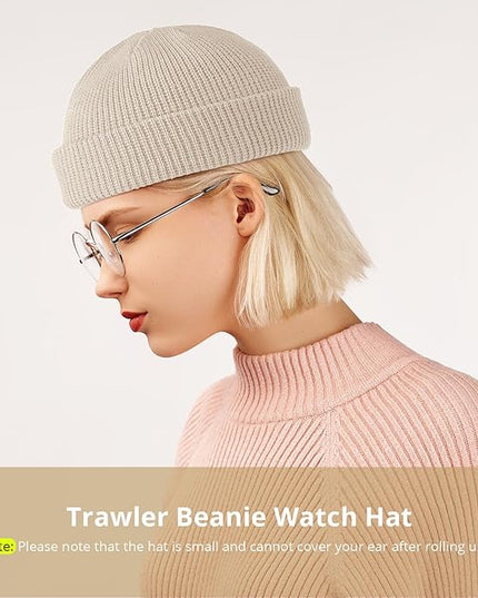 SATINIOR 4 Pieces Trawler Beanie Watch Hat Roll up Edge Skullcap Fisherman Beanie Unisex