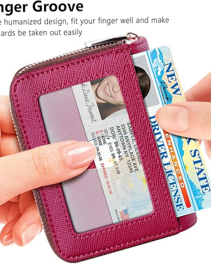 FurArt Zipper Wallet Women, RFID Blocking Credit Card Wallet, Business Card Holder, Compact Size KeyChain Wallet