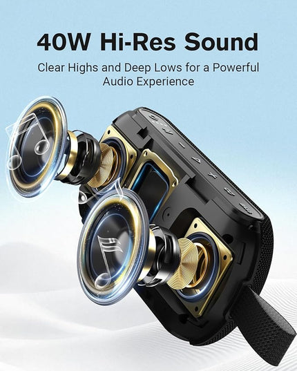 OHAYO 40W Wireless Portable Bluetooth Speaker with Lights, IPX7 Waterproof, Stereo Loud Sound, RGB Lights,TWS Pairing, AUX&TF-Card in, for Home/Party/Travel/Outdoor/Beach
