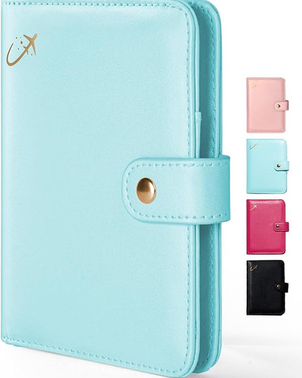 Forvencer Passport Holder Cover with Money Pocket, RFID Blocking Passport Wallet for Travel, Premium Travel Card Case, Waterproof Travel Accessories for Women Men, Light Blue