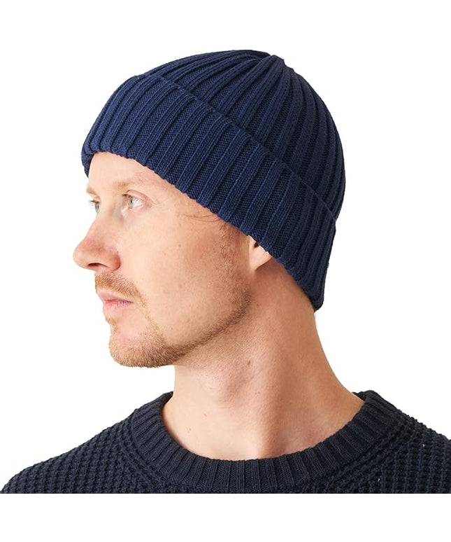 CHARM Mens Cotton Fisherman Beanie - Ribbed Trawler Knit Cap Womens Slouch Hat