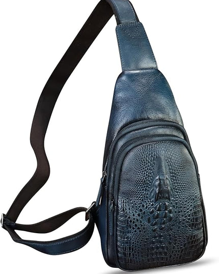 Genuine Leather Silng Bag for Women and Men Real Leather Sling Backpack Chest Purse Shoulder Crossbody Bag