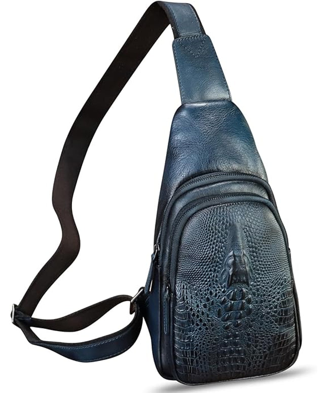 Genuine Leather Silng Bag for Women and Men Real Leather Sling Backpack Chest Purse Shoulder Crossbody Bag