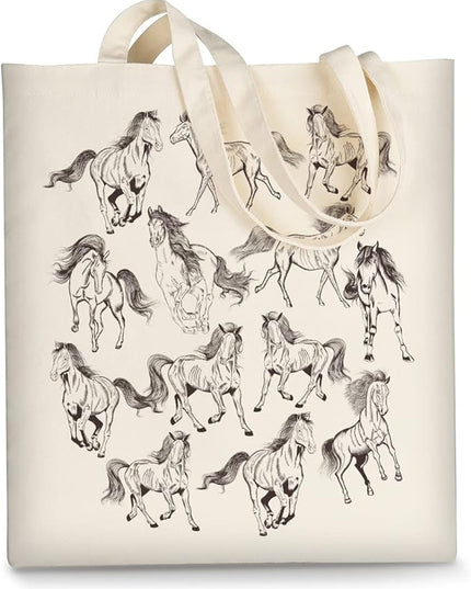 AUSVKAI Canvas Tote Bag Aesthetic for Women, Cute Reusable Cloth Cotton Bags for Shopping Beach Grocery