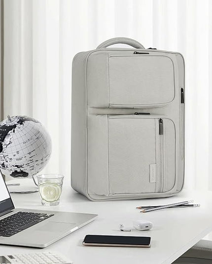 Hanke Convertible Laptop Bag, 3 In 1 Briefcase Backpack 17.3 Inch Computer Bag for Men Women, Travel Laptop Briefcase Messenger Bag, Underseat Carry On Personal Item, Rock Grey